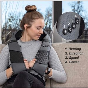 Massager for neck & back with heat- deep tissue 3D kneading pillow